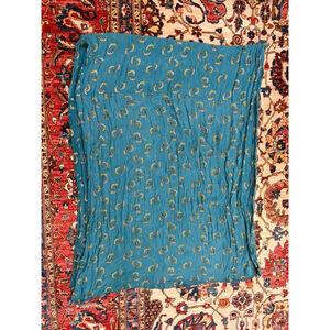 James Coviello Vintage Silk Scarf Celestial Moon Star Print Blue Teal